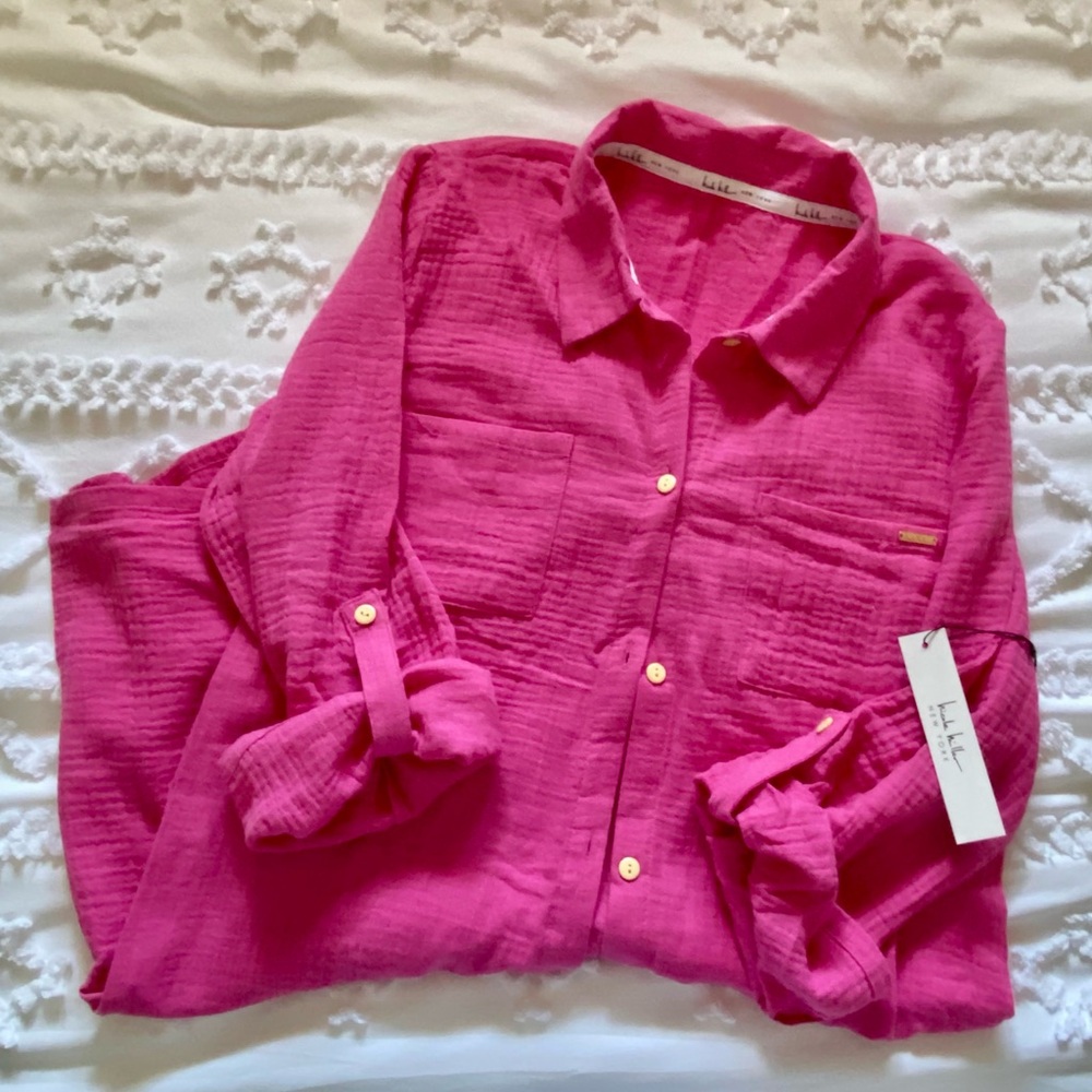 Vibrant Pink Nicole Miller NY Beach Cover Up